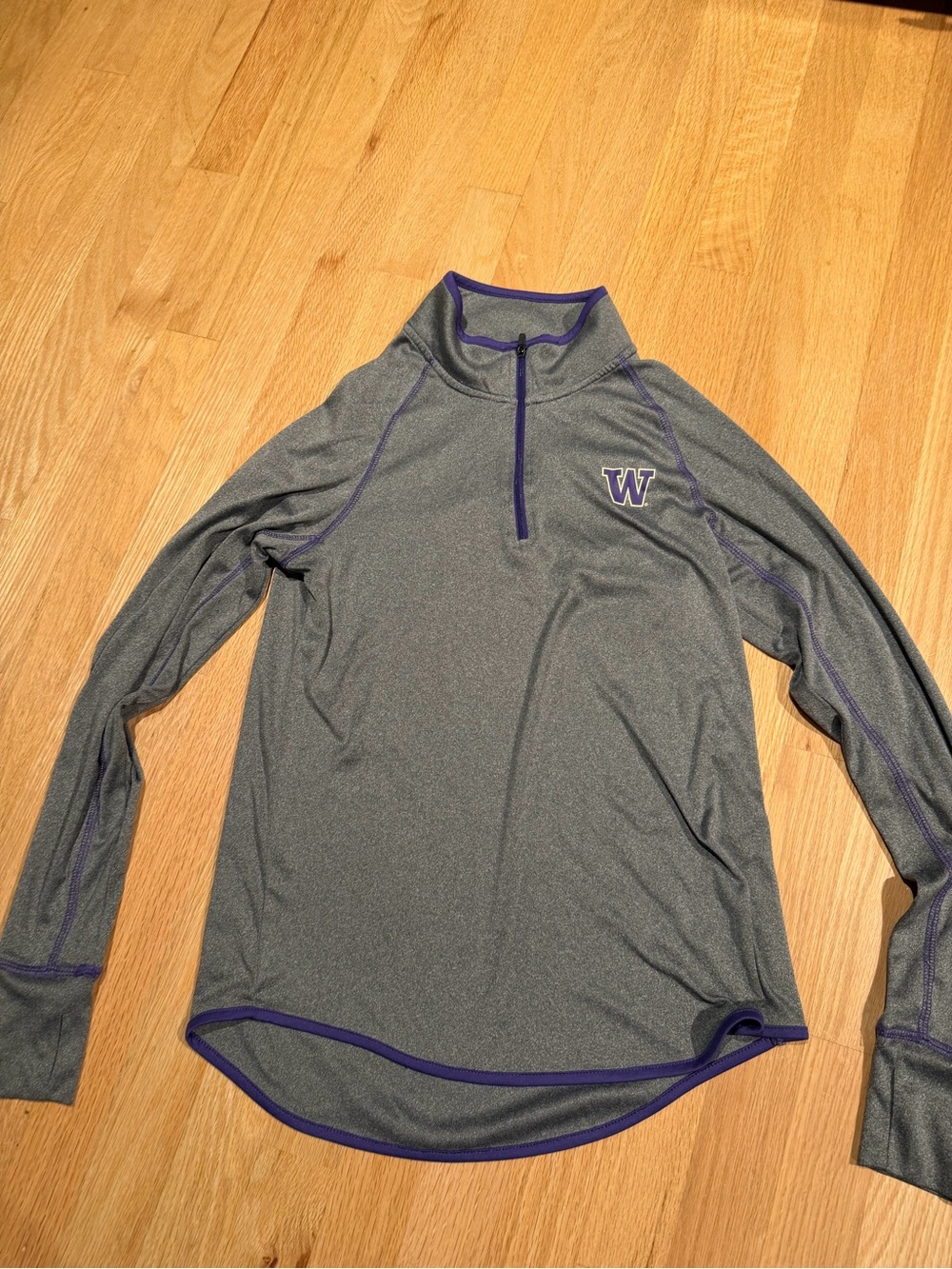University 'W' Gray & Purple Quarter-Zip Swim Cover-Up